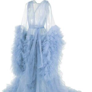 Puffy Tulle Robe Maternity Dress for Photoshoot Long Wedding Bridal Pregnant